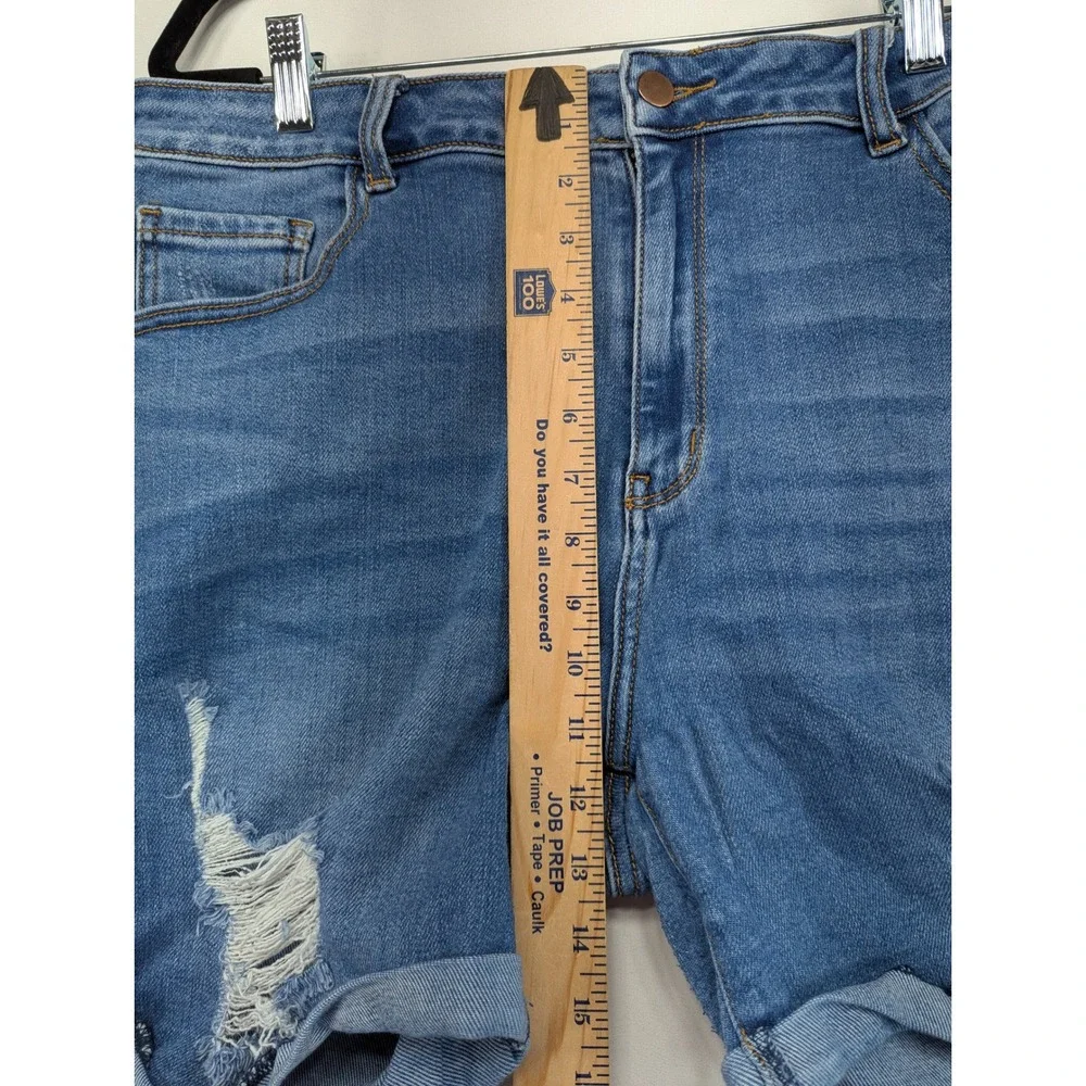 Fashion Nova‎ Distressed Denim Shorts Medium Wash High Rise Cuffed 2XL 7151
